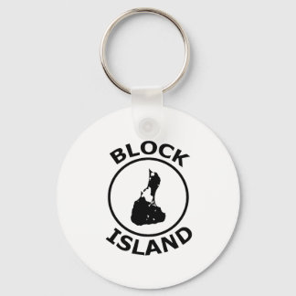 Block Island Shape Inside Circle Keychain