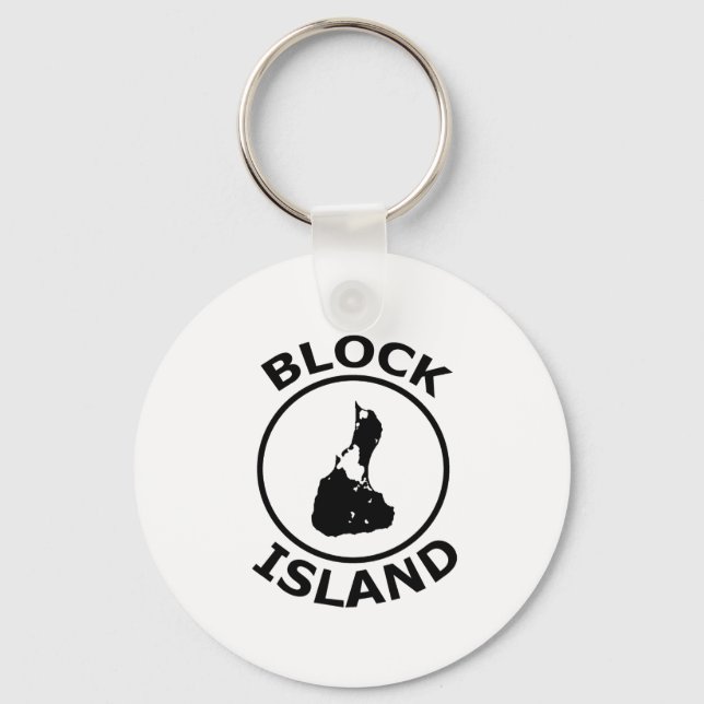Block Island Shape Inside Circle Keychain (Front)
