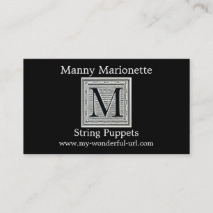 Block Letter "M" Woodcut Woodblock Inital Business Card