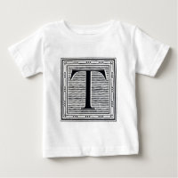 Block Letter "T" Woodcut Woodblock Inital
