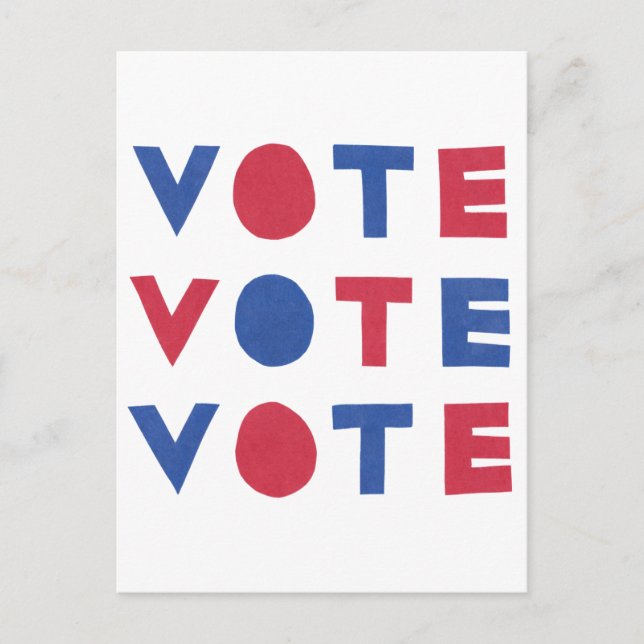 Block Letter VOTE VOTE VOTE Vertical Postcard (Front)