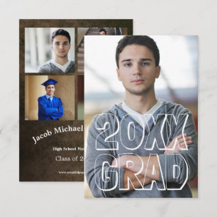 Block Letters Leather 3x5- Graduation Announcement