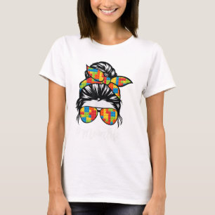 Block Messy Bun Mom Life Master Builder Mothers Da T-Shirt