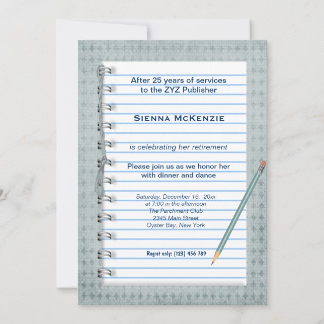 Block Note Retirement Invitation (Front)