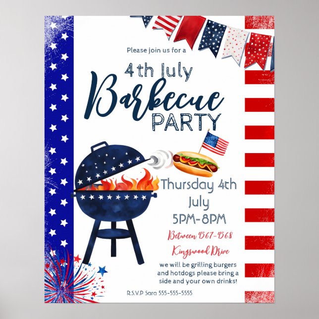 block party 4th July BBQ street party neighbor  P Poster (Front)
