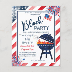 block party 4th July BBQ street party neighbour  Flyer