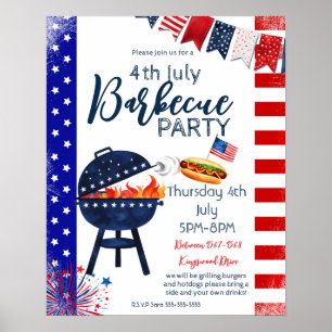block party 4th July BBQ street party neighbour  P Poster