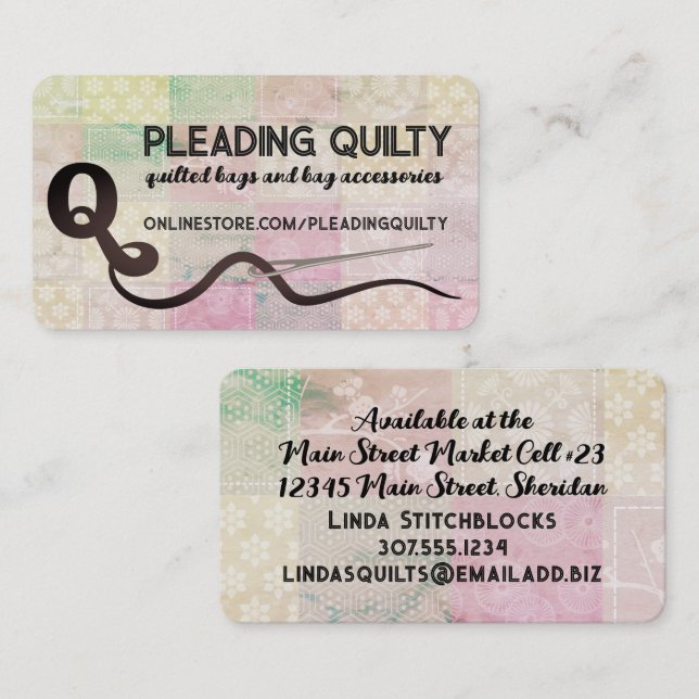 Block patchwork quilt quilter quilting seamstress business card (Front/Back)