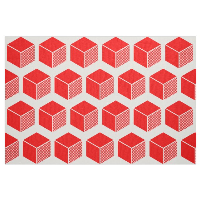 Block Pattern 02 - Red on White Fabric (Fat Quarter)
