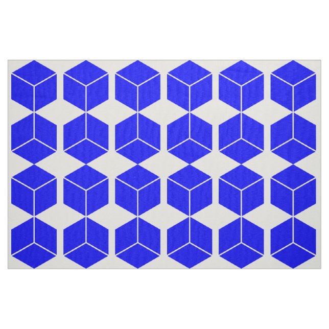 Block Pattern - Blue on White Fabric (Fat Quarter)