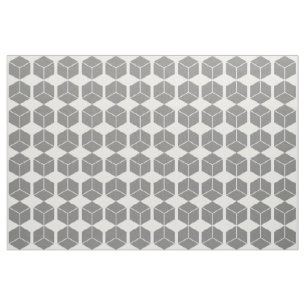 Block Pattern - Grey on White Fabric