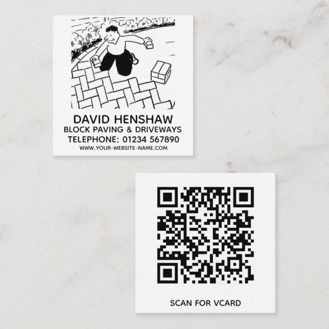 Block Paving and Drive Laying Services Square Business Card (Front/Back)