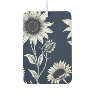Block print blue and white Sunflowers Air Freshener