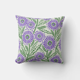 Block Print Circle Flower Design Throw Pillow