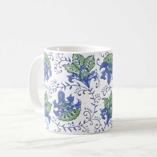 Block Print Flowers Mug (Front Left)