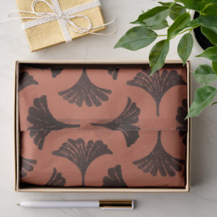 Block Print Gingko pattern - persimmon orange Tissue Paper