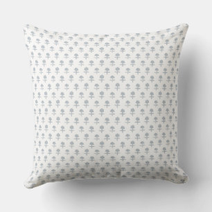 Block print inspired light blue  throw pillow