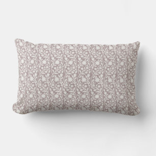 Block print inspired taupe floral  lumbar pillow