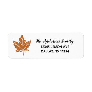 Block Print Maple Leaf return address