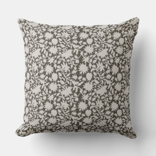 Block print Olive green Throw Pillow