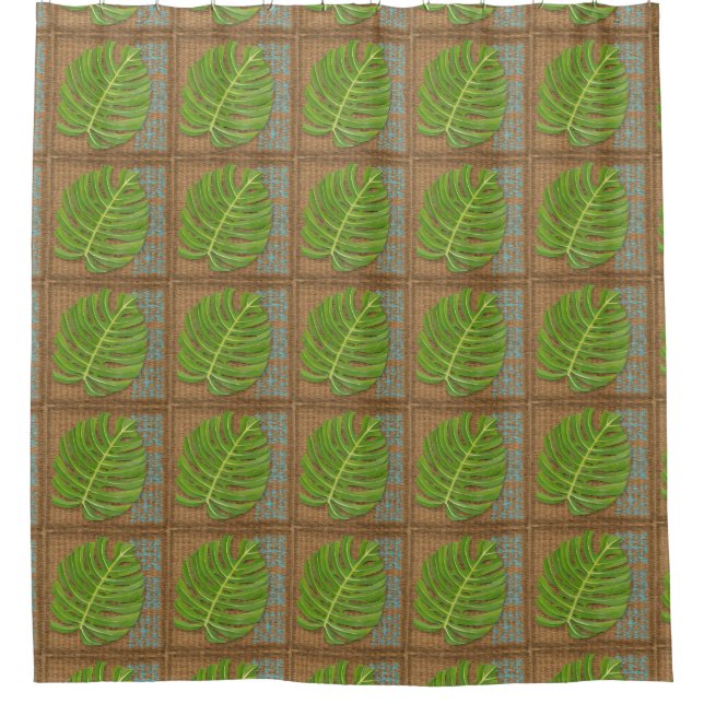 Block Print Palm on Wicker Background (Front)