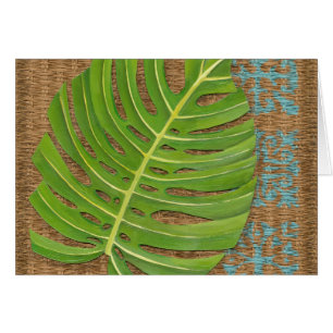 Block Print Palm on Wicker Background