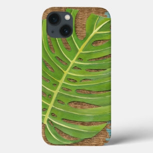 Block Print Palm on Wicker Background iPhone 13 Case