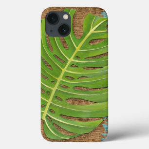Block Print Palm on Wicker Background iPhone 13 Case