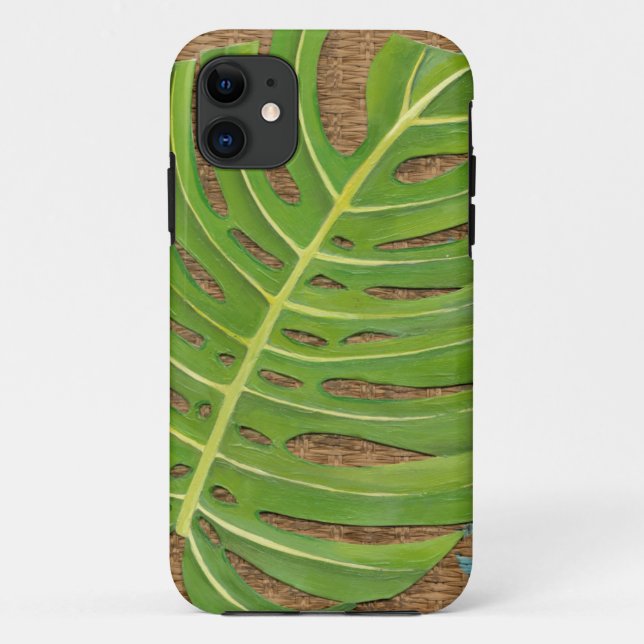 Block Print Palm on Wicker Background Case-Mate iPhone Case (Back)