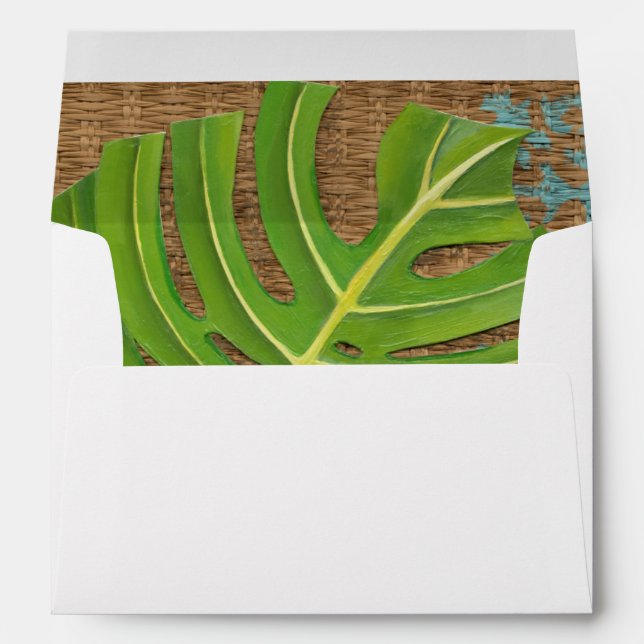 Block Print Palm on Wicker Background Envelope (Back (Bottom))