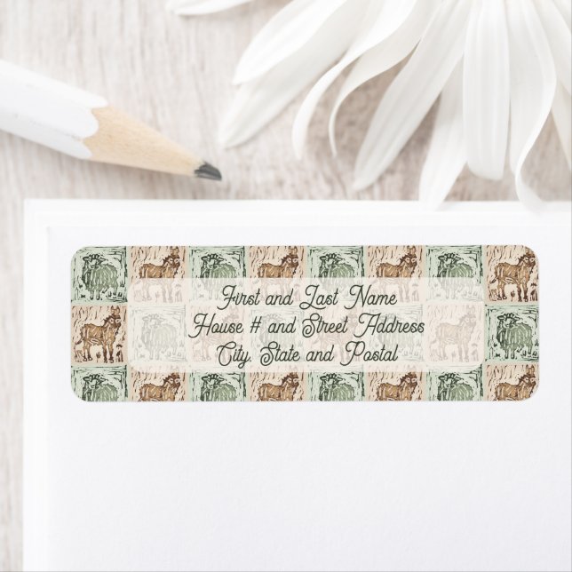 Block Print Sheep Donkey Quilt - Green Christmas. (Insitu)