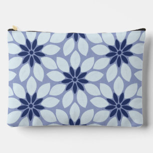 Block Print Tiled Flowers blue Accessory Pouch