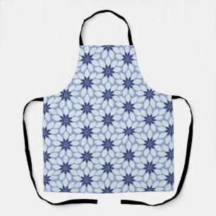 Block Print Tiled Flowers blue Apron