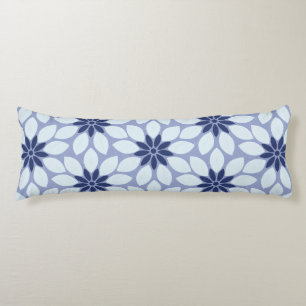 Block Print Tiled Flowers blue Body Pillow