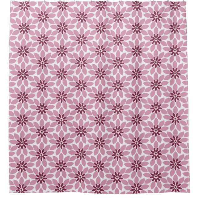 Block Print Tiled Flowers pink red (Front)