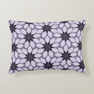 Block Print Tiled Flowers purple Accent Pillow