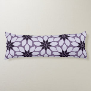 Block Print Tiled Flowers purple Body Pillow