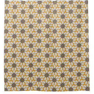 Block Print Tiled Flowers sunny yellow background