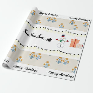 Block printing theme christmas wrapping paper