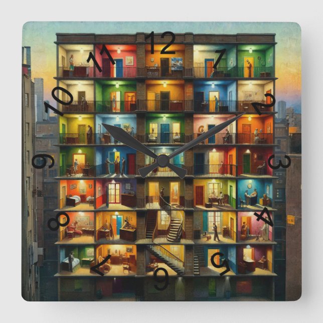 Block Square Wall Clock (Front)