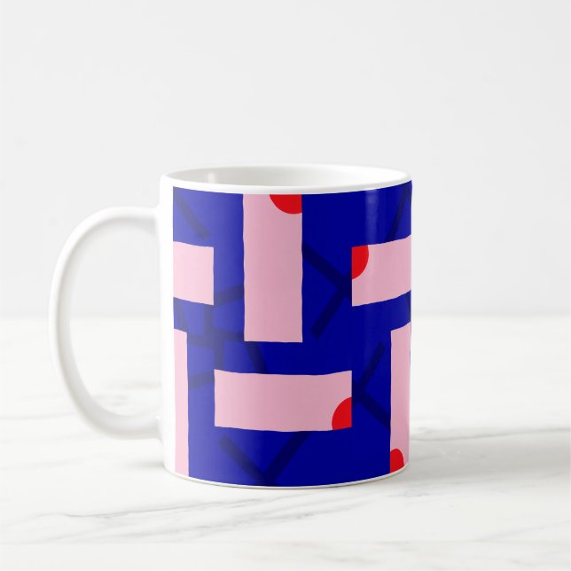 Block Theory Bold Pink & Cobalt Blue Pattern Mug (Left)