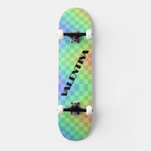 Block Typography Colorful Rainbow Custom Name Skateboard