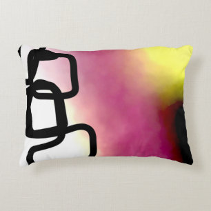 Blockchain: Abstract Pink, Yellow, Black & White Accent Pillow