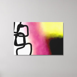 Blockchain: Abstract Pink, Yellow, Black & White Canvas Print