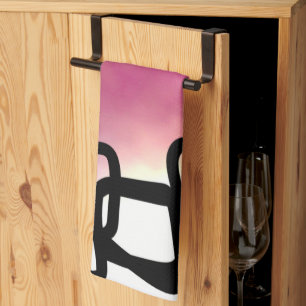 Blockchain: Abstract Pink, Yellow, Black & White Kitchen Towel