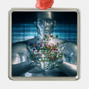 Blockchain Solutions in the Business World Concept Metal Ornament