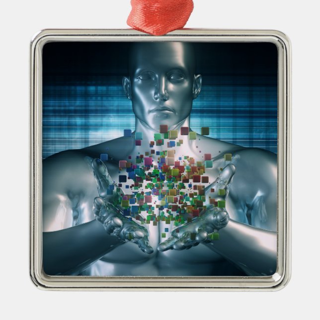 Blockchain Solutions in the Business World Concept Metal Ornament (Front)