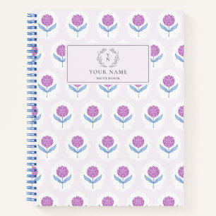 Blockprint inspired pink floral  notebook