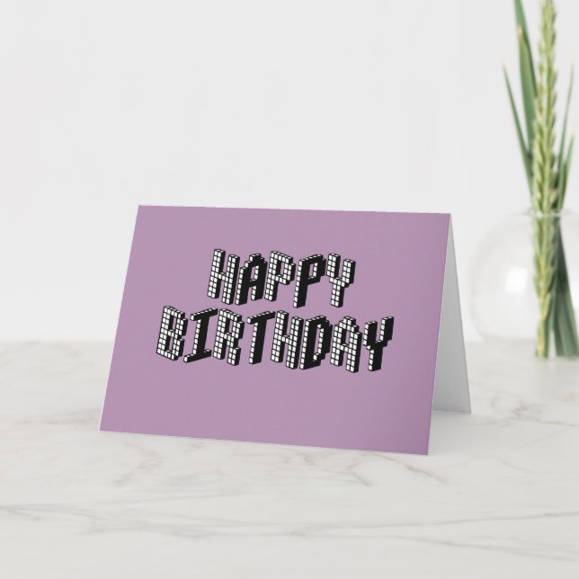 Blocks Happy Birthday (Lavender) Card (Front)