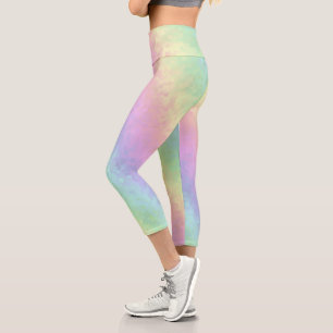 Blocks in Pastel Colours 3D Rainbow Art Capri Leggings